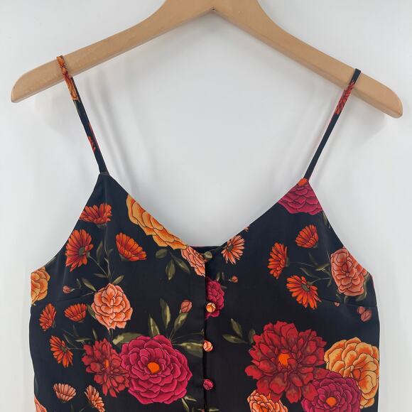 CUPCAKES & CASHMERE Tank Size Extra Small Floral Button Black Office Work - Picture 4 of 15